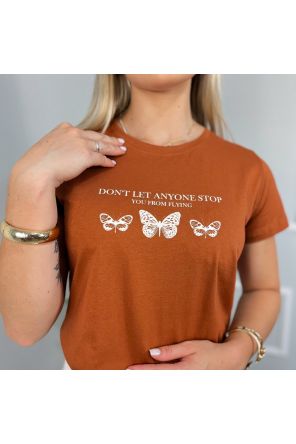 CAMISETA EM ALGODÃO - DON'T LET ANYONE - TERRACOTA